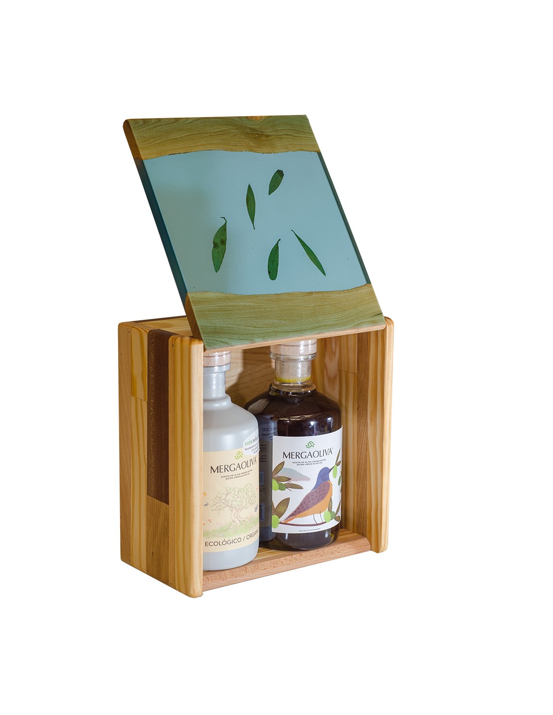 OLIVE box and transparent epoxy RESIN with 2 bottles of 700ml