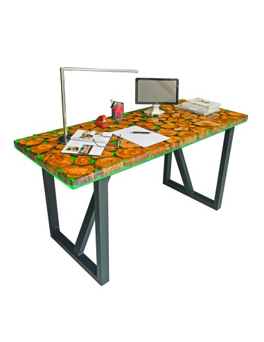 Mesa estudio madera olivo resina epoxi