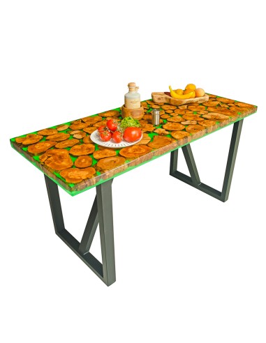 Mesa comedor resina epoxi y madera de olivo