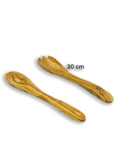 Set de couverts en bois d'olivier 20cm