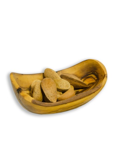 Handmade olive wood oval bowl