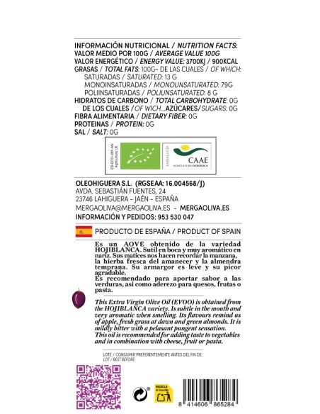 Etiqueta trasera 1 litro