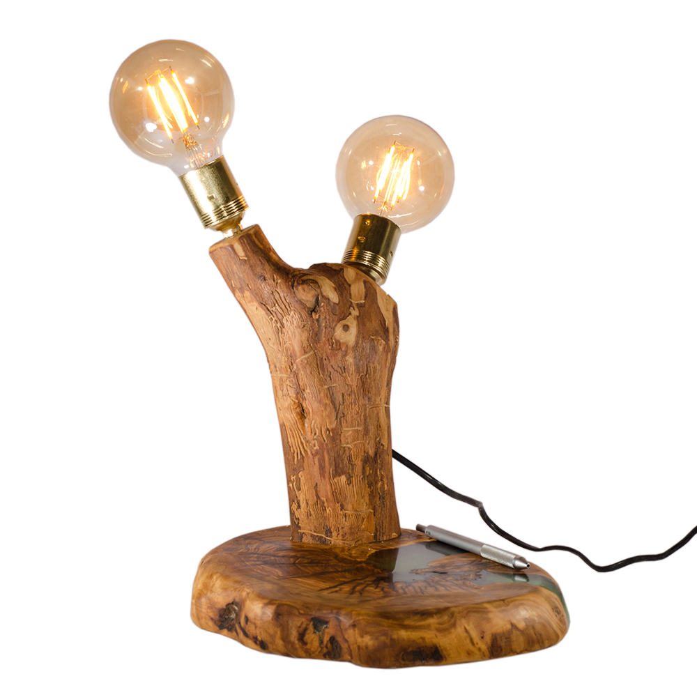 Olive wood lamp